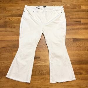 NYDJ Womens Plus 24 W White Lift Tuck Fits Everything Flare Jeans Frayed Pockets